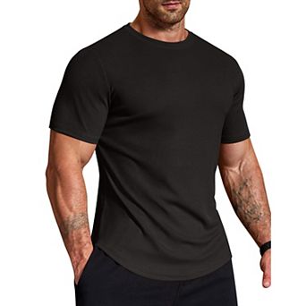 COOFANDY Muscle Fit T Shirts for Men Ribbed Texture Crew Neck T Shirts Gym Moisture Wicking