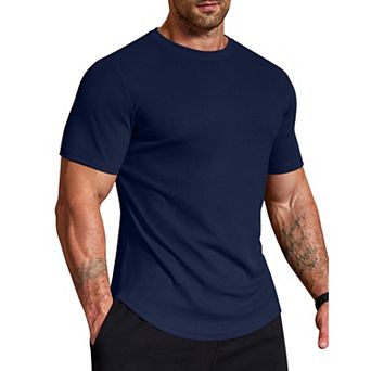 COOFANDY Muscle Fit T Shirts for Men Ribbed Texture Crew Neck T Shirts Gym Moisture Wicking