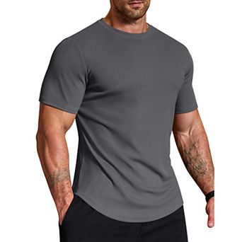 COOFANDY Muscle Fit T Shirts for Men Ribbed Texture Crew Neck T Shirts Gym Moisture Wicking