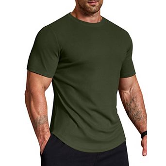 COOFANDY Muscle Fit T Shirts for Men Ribbed Texture Crew Neck T Shirts Gym Moisture Wicking