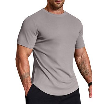 COOFANDY Muscle Fit T Shirts for Men Ribbed Texture Crew Neck T Shirts Gym Moisture Wicking