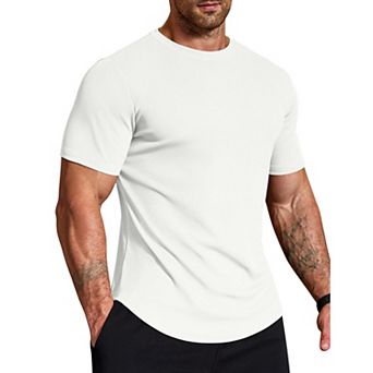 COOFANDY Muscle Fit T Shirts for Men Ribbed Texture Crew Neck T Shirts Gym Moisture Wicking