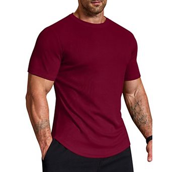 COOFANDY Muscle Fit T Shirts for Men Ribbed Texture Crew Neck T Shirts Gym Moisture Wicking