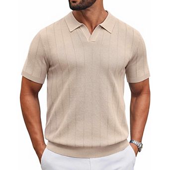 COOFANDY Mens Golf Polos Short Sleeve Casual Knit Polo Shirt Vintage Summer T Shirts Old Money Tops