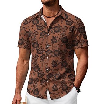 COOFANDY Hawaiian Shirts for Men Short Sleeve Tropical Shirts Beach Button Up Shirts Resort Wear
