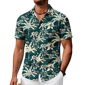 COOFANDY Hawaiian Shirts for Men Short Sleeve Tropical Shirts Beach Button Up Shirts Resort Wear