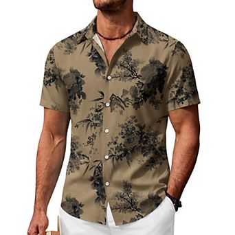 COOFANDY Hawaiian Shirts for Men Short Sleeve Tropical Shirts Beach Button Up Shirts Resort Wear