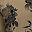 Navy Khaki Ink Flowers