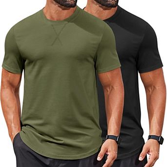 COOFANDY Mens T-Shirts Cotton Short Sleeve T Shirt Classic Crew Neck Tees Casual Curved Hem Shirt