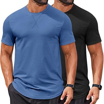 COOFANDY Mens T-Shirts Cotton Short Sleeve T Shirt Classic Crew Neck Tees Casual Curved Hem Shirt
