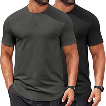 COOFANDY Mens T-Shirts Cotton Short Sleeve T Shirt Classic Crew Neck Tees Casual Curved Hem Shirt