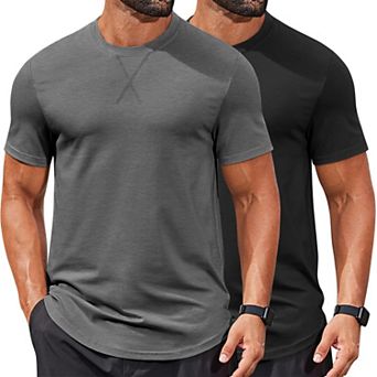 COOFANDY Mens T-Shirts Cotton Short Sleeve T Shirt Classic Crew Neck Tees Casual Curved Hem Shirt