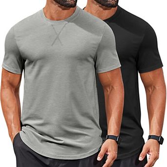 COOFANDY Mens T-Shirts Cotton Short Sleeve T Shirt Classic Crew Neck Tees Casual Curved Hem Shirt