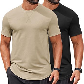 COOFANDY Mens T-Shirts Cotton Short Sleeve T Shirt Classic Crew Neck Tees Casual Curved Hem Shirt