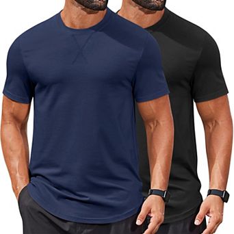 COOFANDY Mens T-Shirts Cotton Short Sleeve T Shirt Classic Crew Neck Tees Casual Curved Hem Shirt