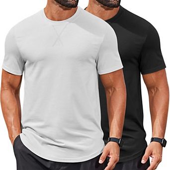 COOFANDY Mens T-Shirts Cotton Short Sleeve T Shirt Classic Crew Neck Tees Casual Curved Hem Shirt