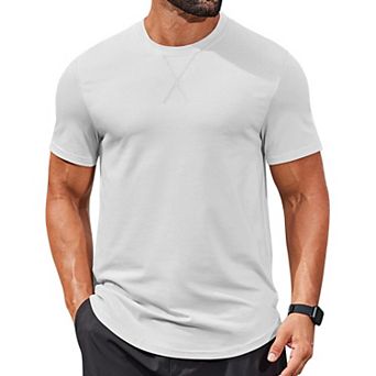 COOFANDY Mens T-Shirts Cotton Short Sleeve T Shirt Classic Crew Neck Tees Casual Curved Hem Shirt