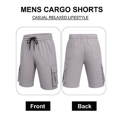 COOFANDY Men Cargo Shorts Casual Cotton Shorts Elastic Waist Summer Stretch Work Shorts