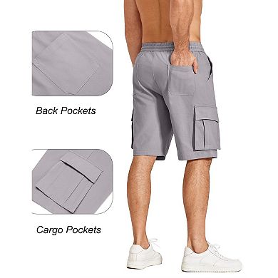 COOFANDY Men Cargo Shorts Casual Cotton Shorts Elastic Waist Summer Stretch Work Shorts