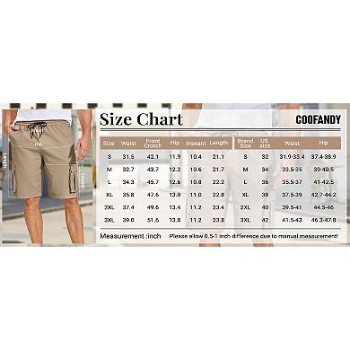 COOFANDY Men Cargo Shorts Casual Cotton Shorts Elastic Waist Summer Stretch Work Shorts