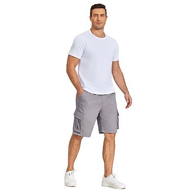 COOFANDY Men Cargo Shorts Casual Cotton Shorts Elastic Waist Summer Stretch Work Shorts