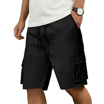 COOFANDY Men Cargo Shorts Casual Cotton Shorts Elastic Waist Summer Stretch Work Shorts