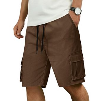 COOFANDY Men Cargo Shorts Casual Cotton Shorts Elastic Waist Summer Stretch Work Shorts