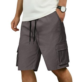 COOFANDY Men Cargo Shorts Casual Cotton Shorts Elastic Waist Summer Stretch Work Shorts