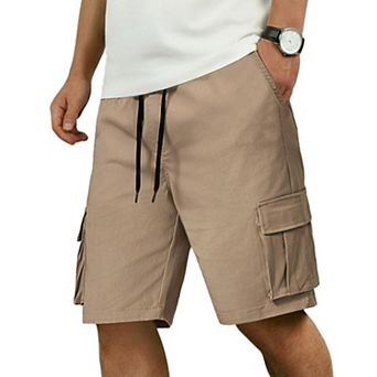 COOFANDY Men Cargo Shorts Casual Cotton Shorts Elastic Waist Summer Stretch Work Shorts