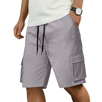 COOFANDY Men Cargo Shorts Casual Cotton Shorts Elastic Waist Summer Stretch Work Shorts
