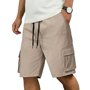 COOFANDY Men Cargo Shorts Casual Cotton Shorts Elastic Waist Summer Stretch Work Shorts