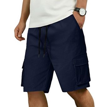 COOFANDY Men Cargo Shorts Casual Cotton Shorts Elastic Waist Summer Stretch Work Shorts
