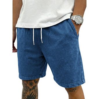 COOFANDY Men' Washed Vintage Shorts Casual Relaxed Fit Drawstring Waist Beach Shorts Streetwear