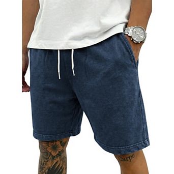 COOFANDY Men' Washed Vintage Shorts Casual Relaxed Fit Drawstring Waist Beach Shorts Streetwear