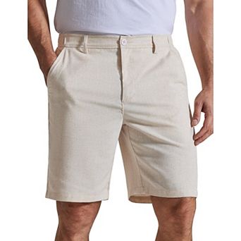 COOFANDY Men' Linen Beach Shorts 9" Classic Fit Hybrid Waistband Lightweight Casual Dress Shorts