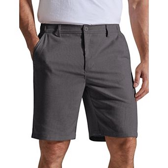 COOFANDY Men' Linen Beach Shorts 9" Classic Fit Hybrid Waistband Lightweight Casual Dress Shorts