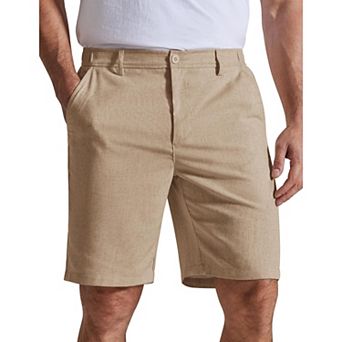 COOFANDY Men' Linen Beach Shorts 9" Classic Fit Hybrid Waistband Lightweight Casual Dress Shorts