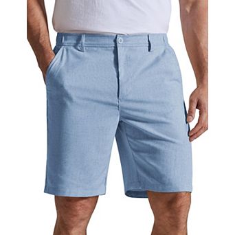 COOFANDY Men' Linen Beach Shorts 9" Classic Fit Hybrid Waistband Lightweight Casual Dress Shorts