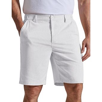 COOFANDY Men' Linen Beach Shorts 9" Classic Fit Hybrid Waistband Lightweight Casual Dress Shorts