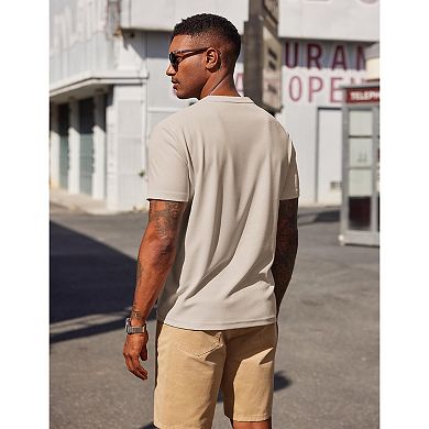 COOFANDY Men' Henley Shirts Short Sleeve Texture Casual Button Henley Summer Classic Basic Tee