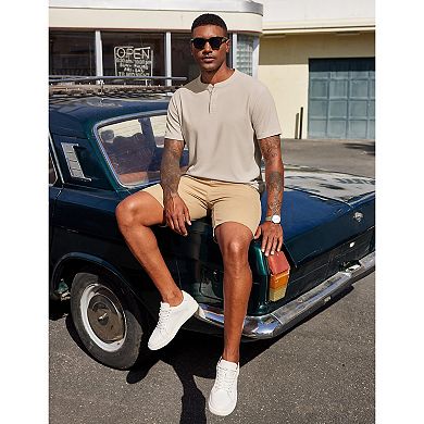 COOFANDY Men' Henley Shirts Short Sleeve Texture Casual Button Henley Summer Classic Basic Tee
