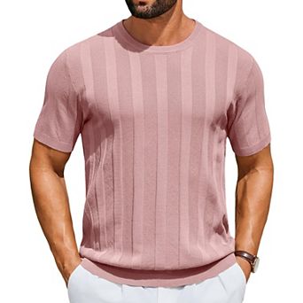 COOFANDY Men' T-Shirts Short Sleeve Knit Sweater Shirt Casual Crewneck Ribbed Pullover Tees Basic