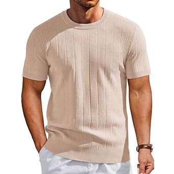 COOFANDY Men' T-Shirts Short Sleeve Knit Shirts Casual Crewneck Dress Tee Shirt