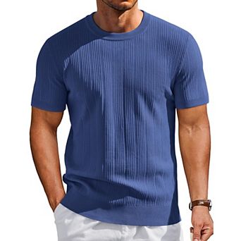 COOFANDY Men' T-Shirts Short Sleeve Knit Shirts Casual Crewneck Dress Tee Shirt