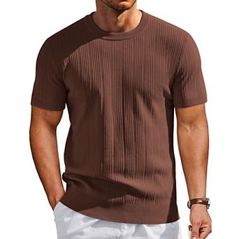 COOFANDY Men' T-Shirts Short Sleeve Knit Shirts Casual Crewneck Dress Tee Shirt