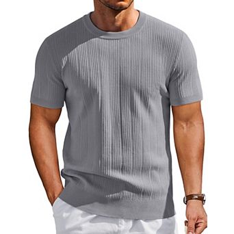 COOFANDY Men' T-Shirts Short Sleeve Knit Shirts Casual Crewneck Dress Tee Shirt
