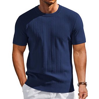 COOFANDY Men' T-Shirts Short Sleeve Knit Shirts Casual Crewneck Dress Tee Shirt