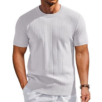 COOFANDY Men' T-Shirts Short Sleeve Knit Shirts Casual Crewneck Dress Tee Shirt