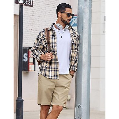 COOFANDY Men' Chino Shorts Elastic Waist Drawstring Casual Shorts Lightweight Breathable