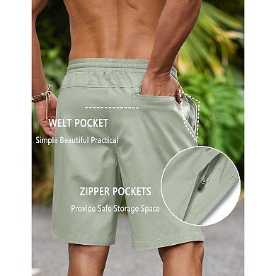 COOFANDY Men' Chino Shorts Elastic Waist Drawstring Casual Shorts Lightweight Breathable